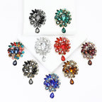 Vintage Rhinestone Flower Teardrop Brooch PA3605