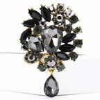 Vintage Rhinestone Flower Teardrop Brooch PA3605