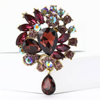 Vintage Rhinestone Flower Teardrop Brooch PA3605