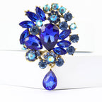 Vintage Rhinestone Flower Teardrop Brooch PA3605