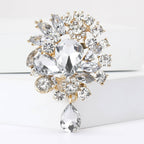 Vintage Rhinestone Flower Teardrop Brooch PA3605