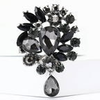 Vintage Rhinestone Flower Teardrop Brooch PA3605