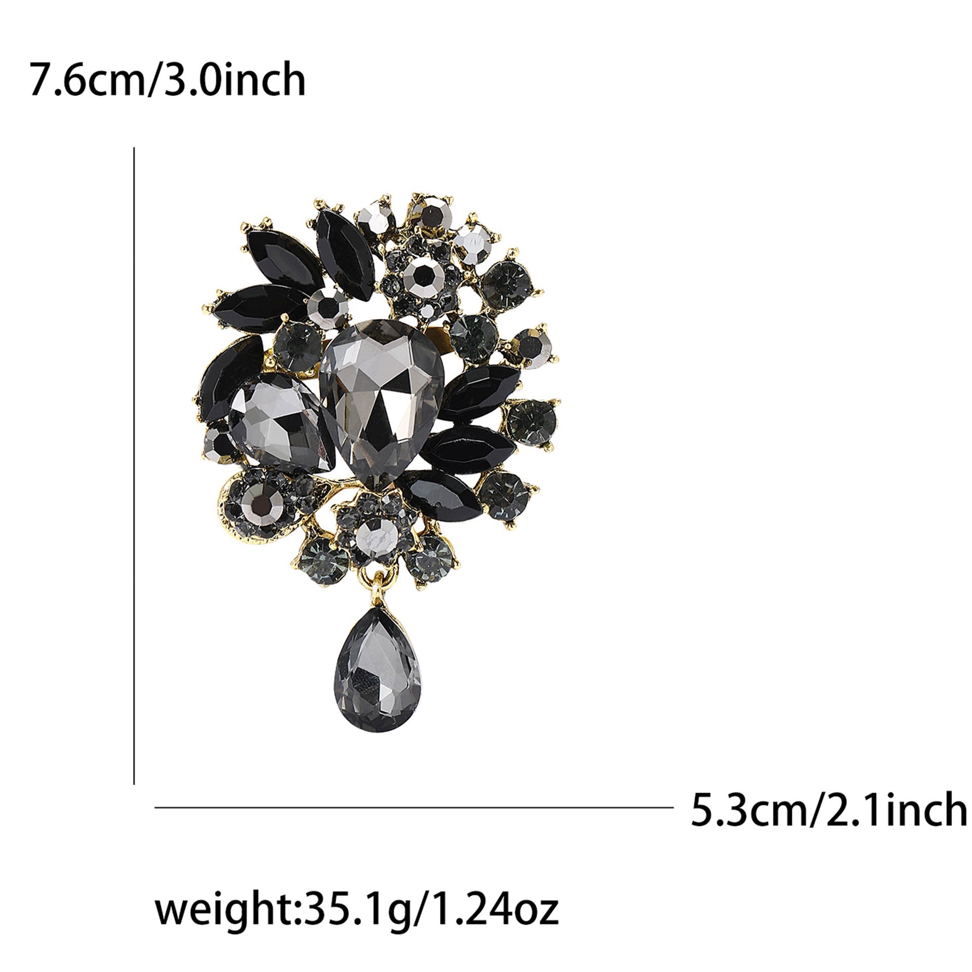Vintage Rhinestone Flower Teardrop Brooch PA3605