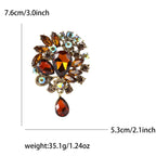 Vintage Rhinestone Flower Teardrop Brooch PA3605
