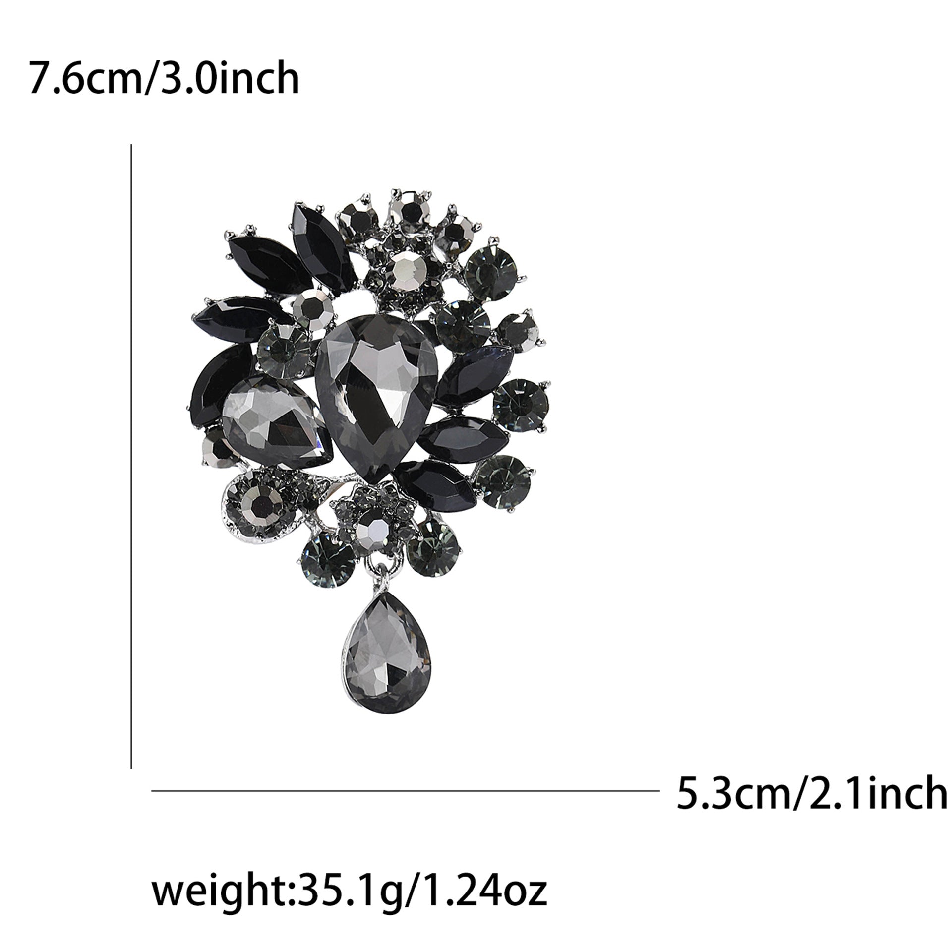 Vintage Rhinestone Flower Teardrop Brooch PA3605