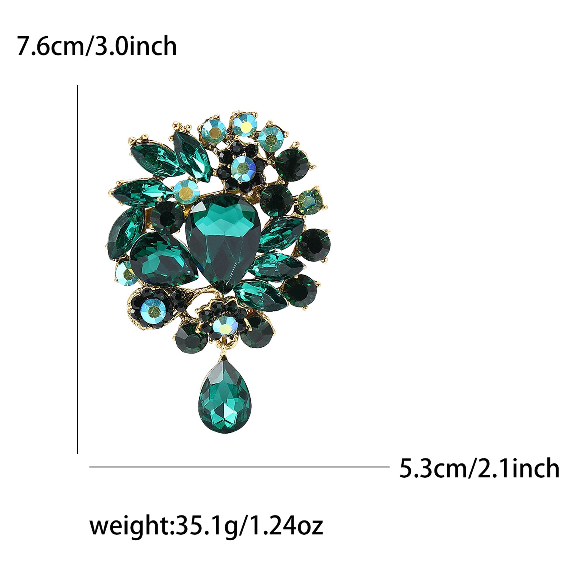 Vintage Rhinestone Flower Teardrop Brooch PA3605
