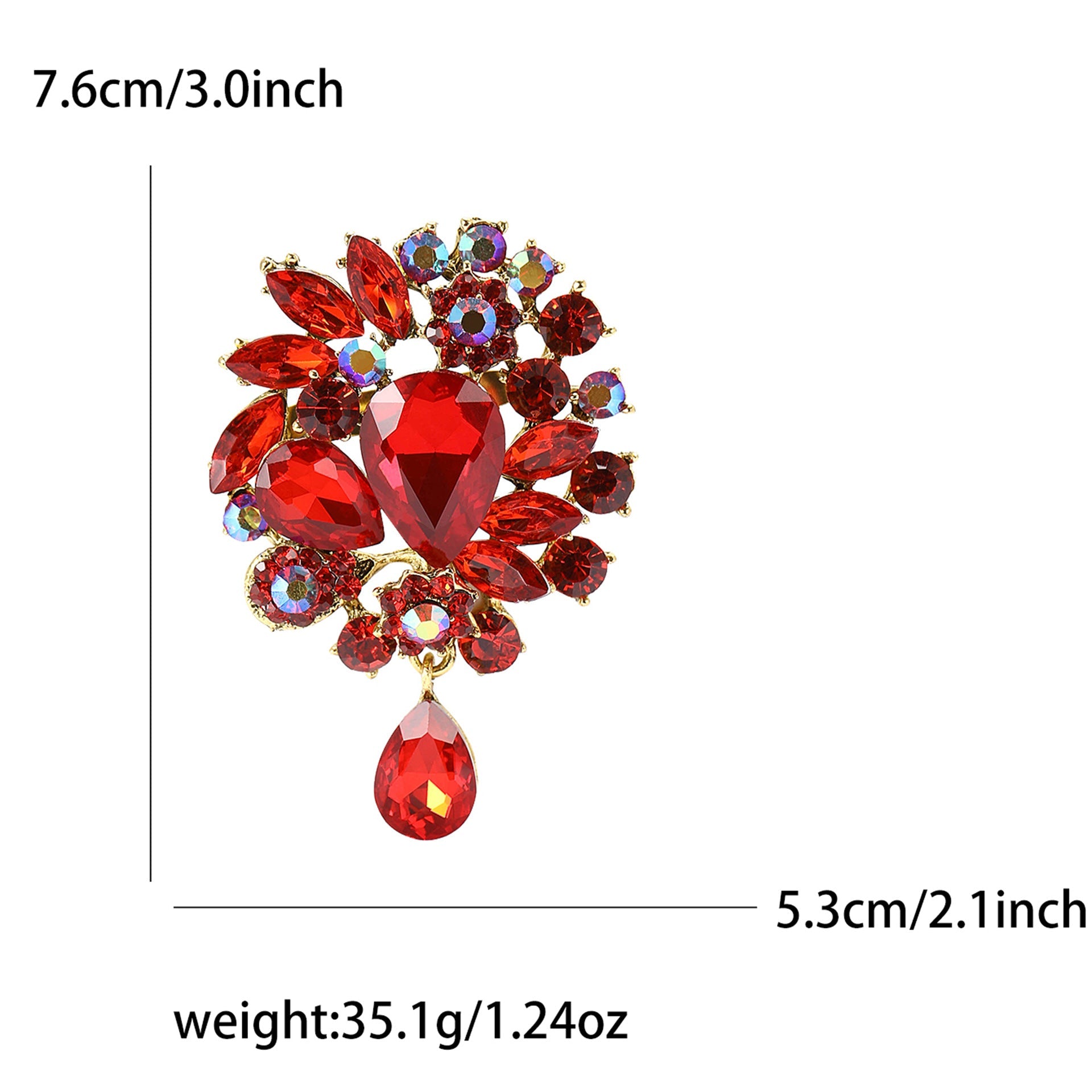 Vintage Rhinestone Flower Teardrop Brooch PA3605