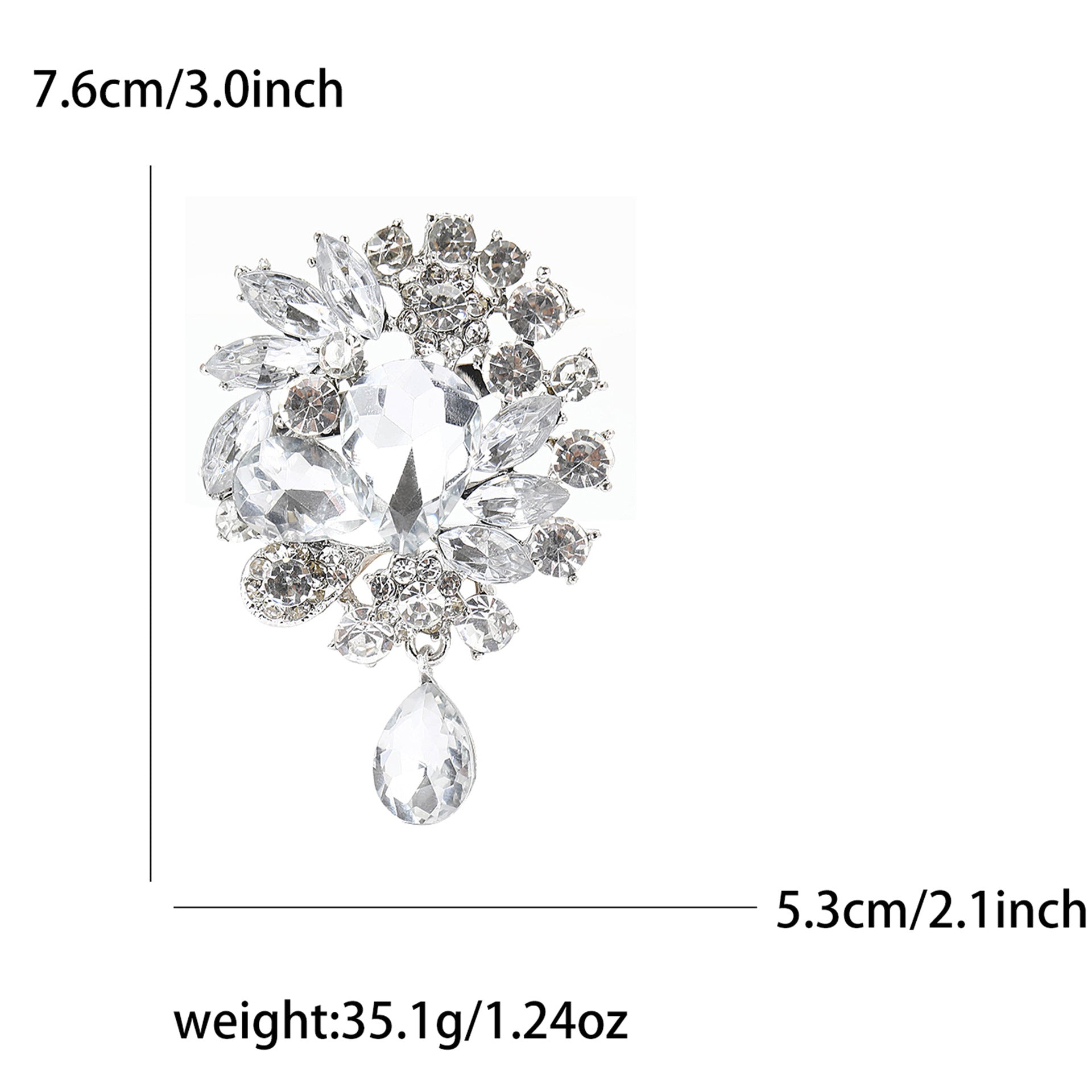 Vintage Rhinestone Flower Teardrop Brooch PA3605