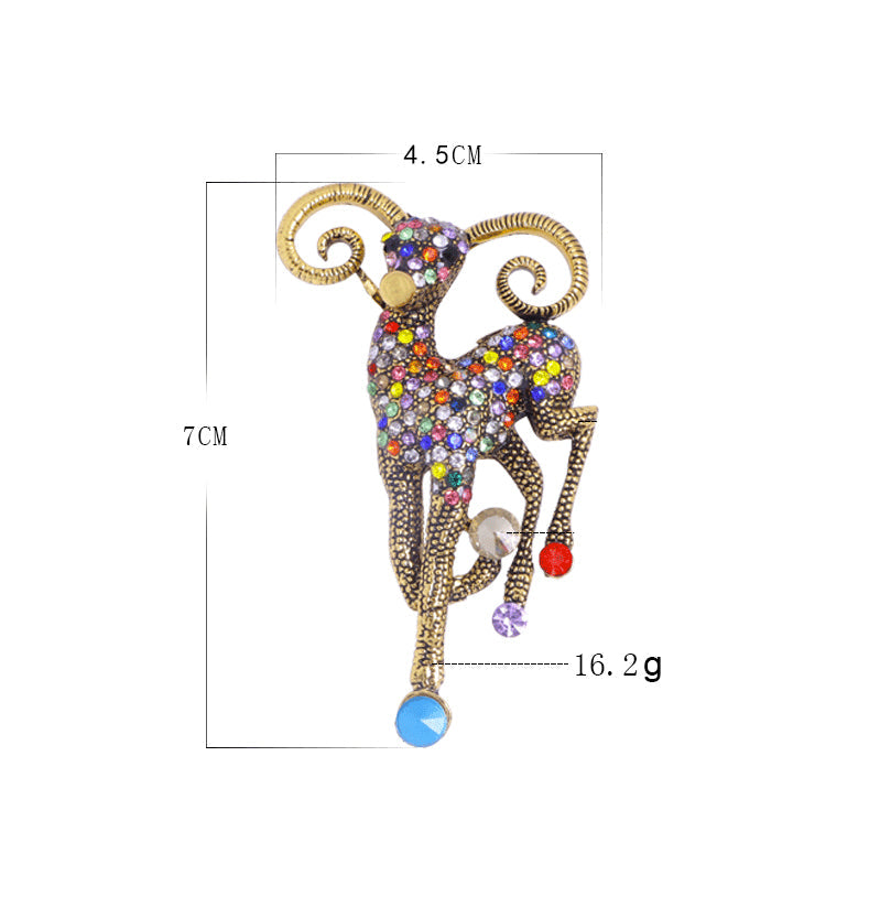 Goat Crystal Alloy Brooch PA3640