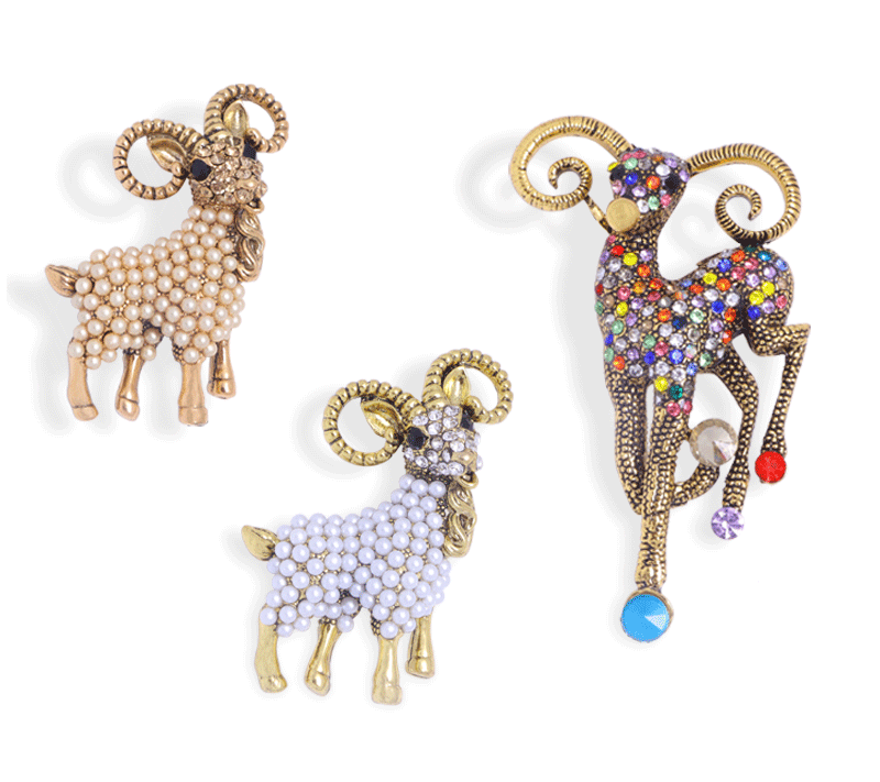 Goat Crystal Alloy Brooch PA3640