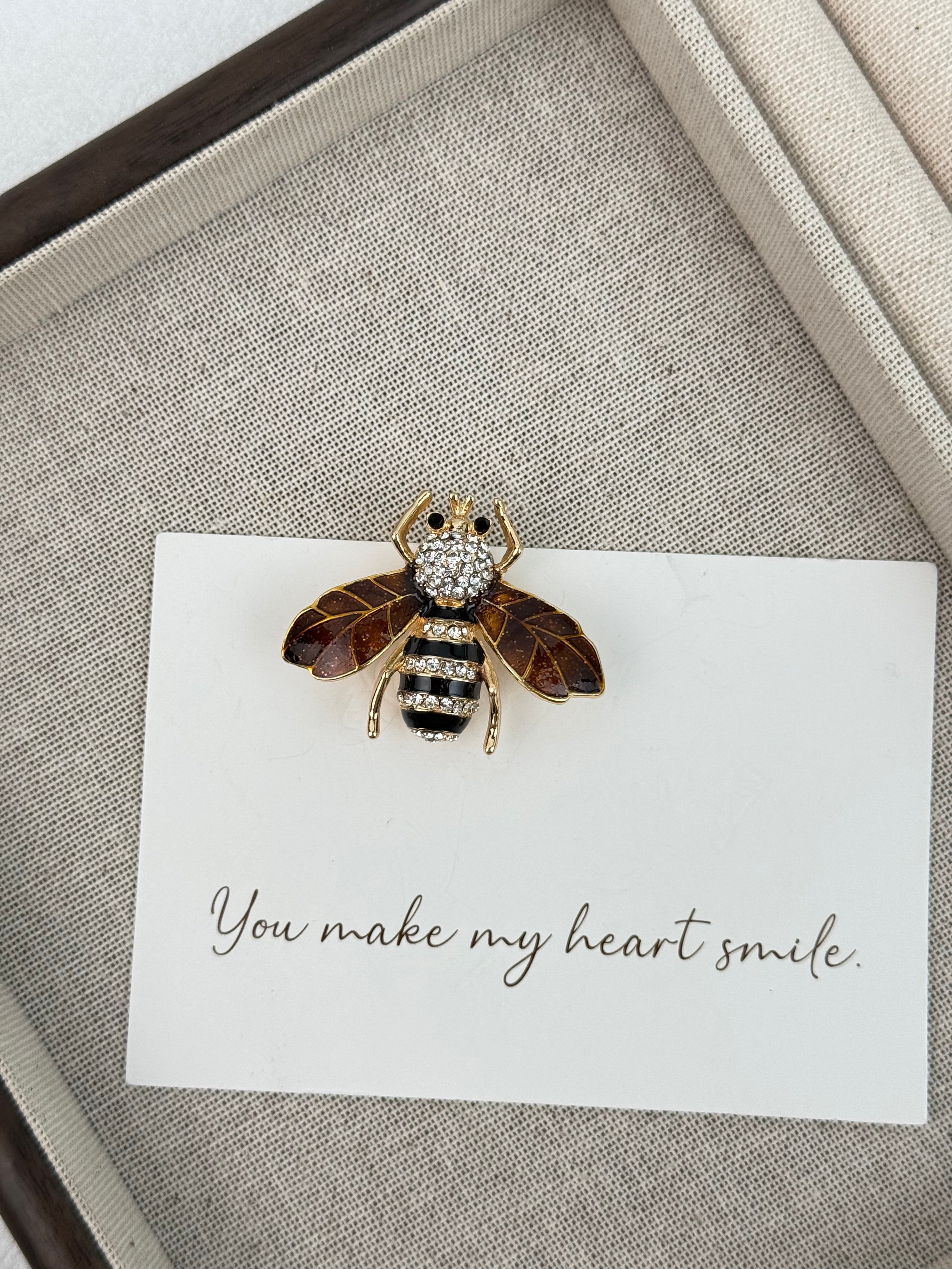 Bee Rhinestone Insects Brooch PA3641
