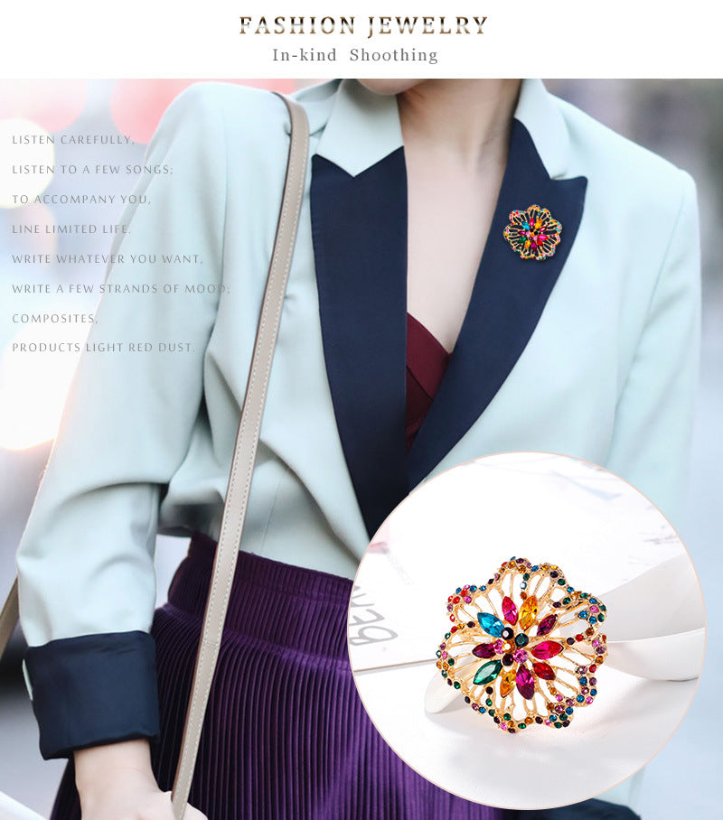 Flower Rhinestone Brooch PA3659