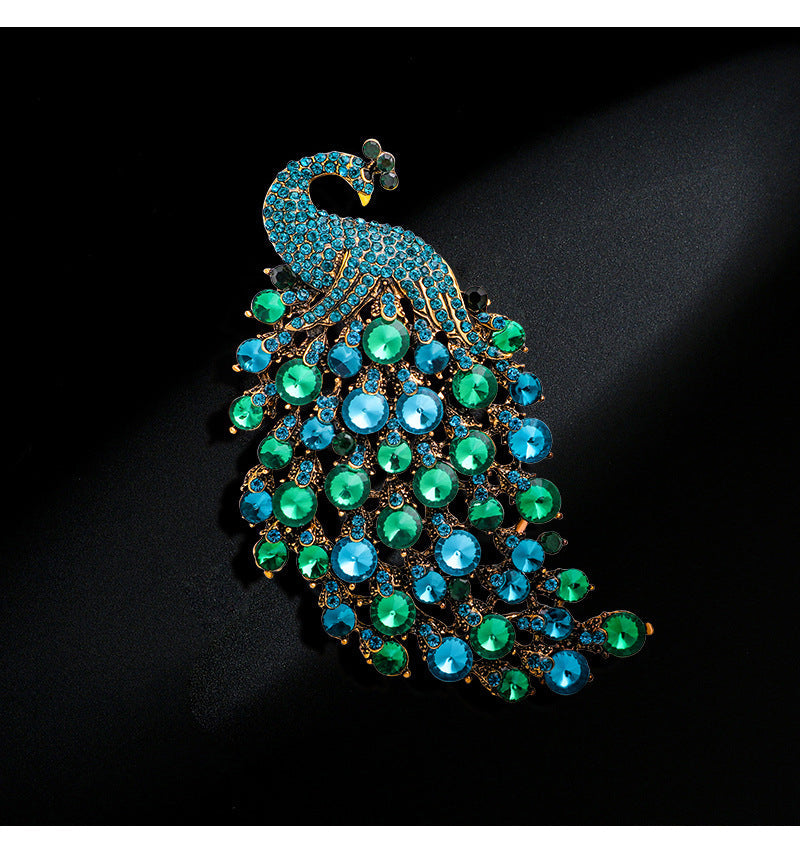 Peacock Rhinestone Brooch PA3689