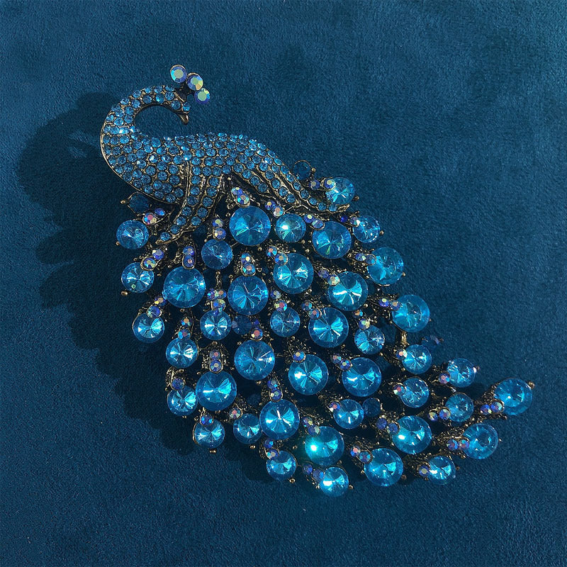Peacock Rhinestone Brooch PA3689