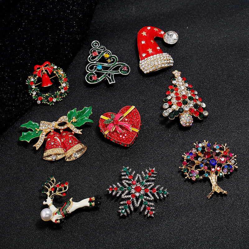 Christmas Elk Rhinestone Pearl Brooch PA3719