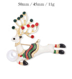 Christmas Elk Rhinestone Pearl Brooch PA3719