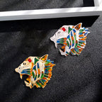 Tiger Head Rhinestone Brooch PA3739