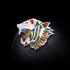 Tiger Head Rhinestone Brooch PA3739