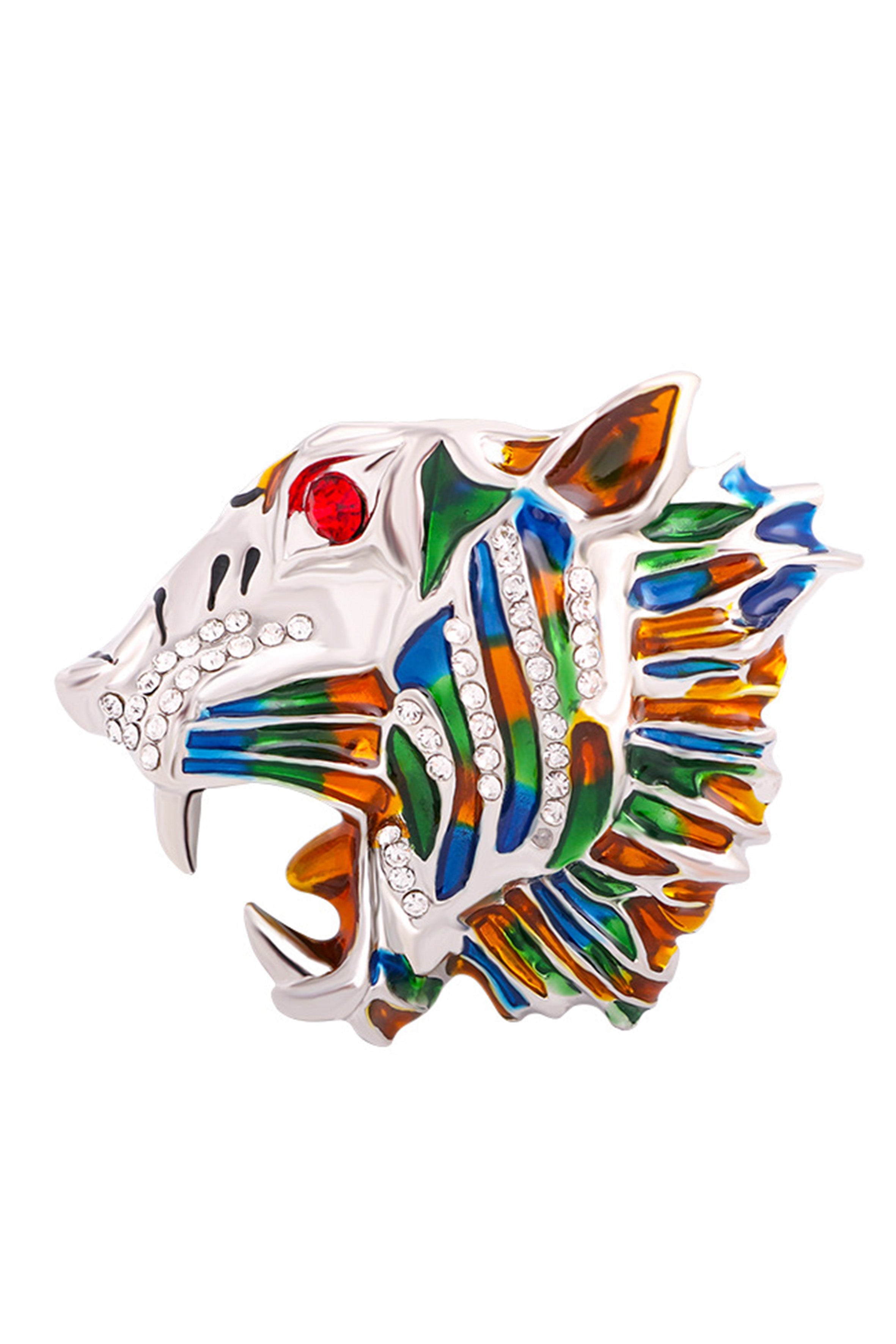 Tiger Head Rhinestone Brooch PA3739