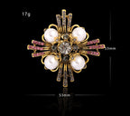 Cross Pearl Rhinestone Brooch PA3766