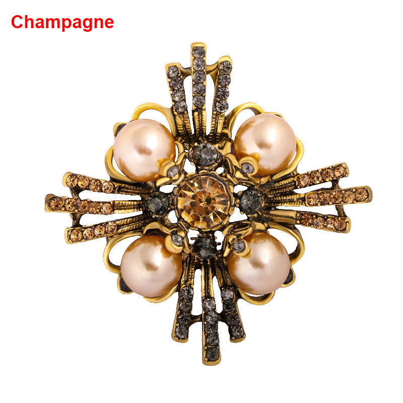 Cross Pearl Rhinestone Brooch PA3766