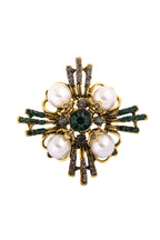Cross Pearl Rhinestone Brooch PA3766