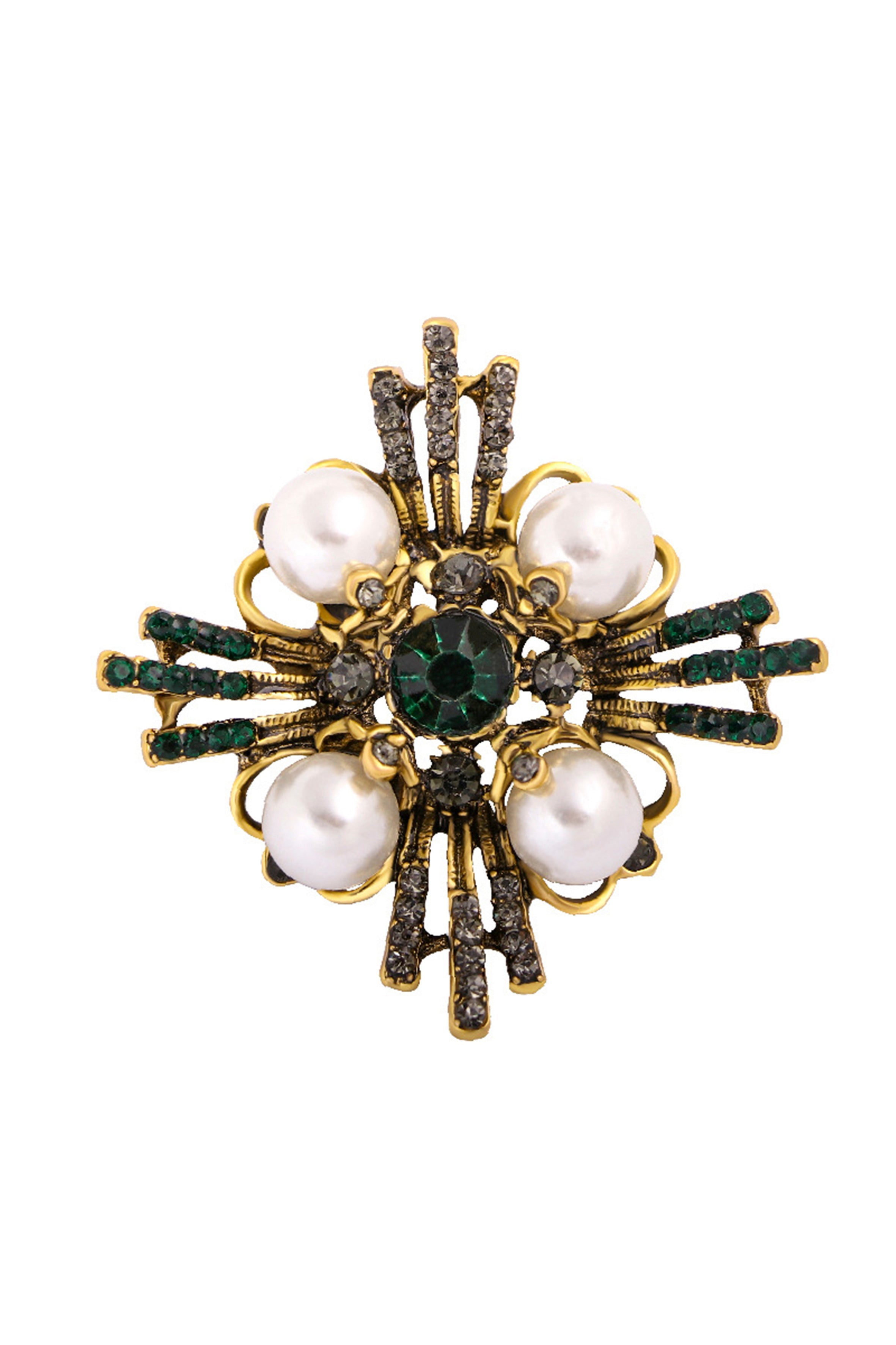 Cross Pearl Rhinestone Brooch PA3766