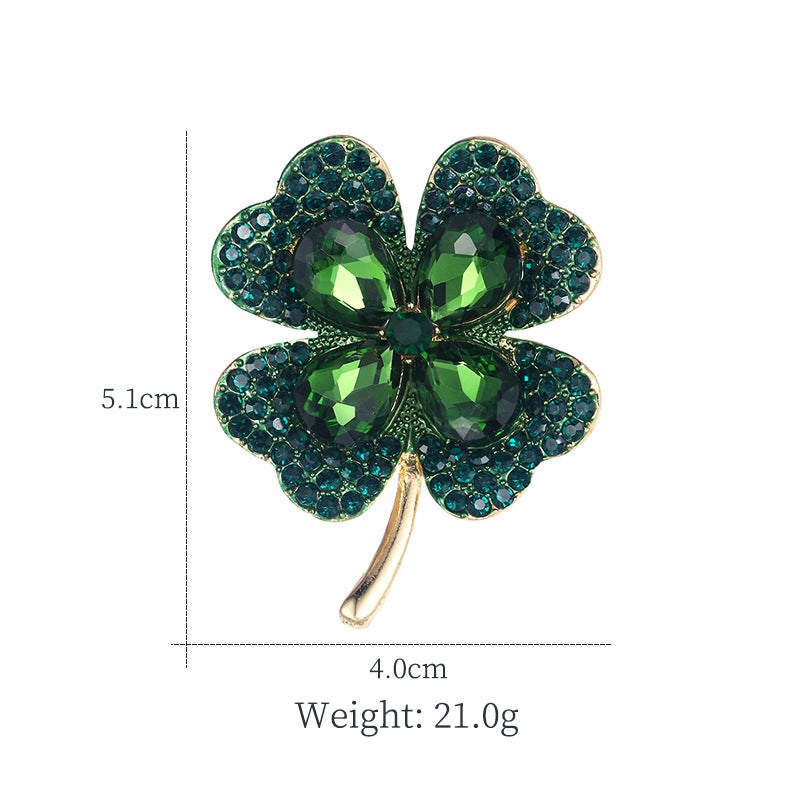 Clover Rhinestone Brooch PA3792