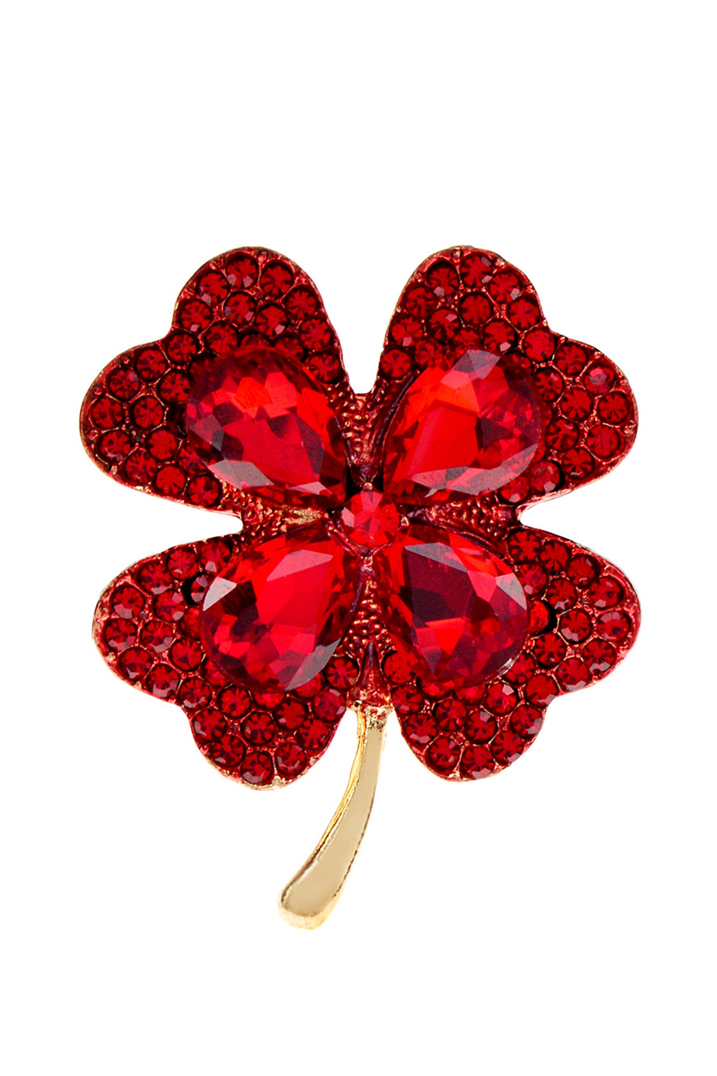 Clover Rhinestone Brooch PA3792