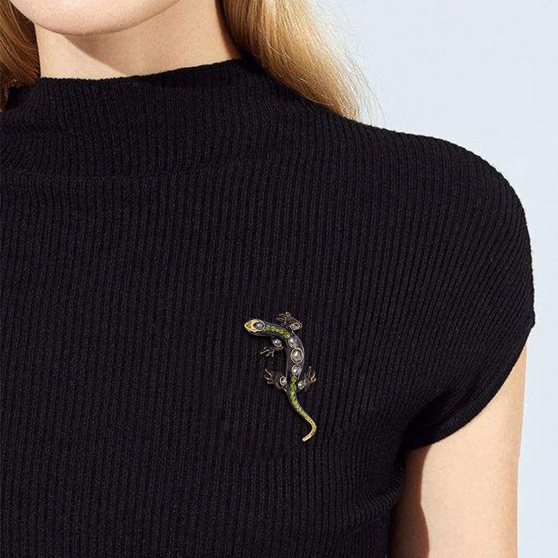 Lizard Rhinestone Brooch PA3832