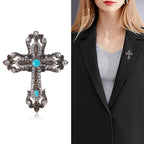 Cross Rhinestone Pearl Brooch PA3845