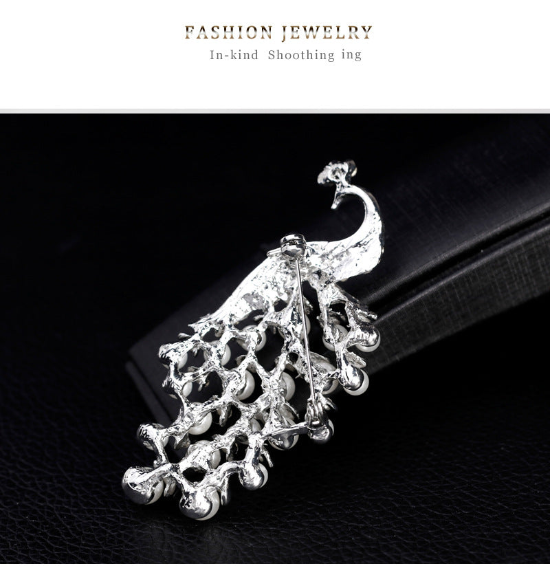 Peacock Rhinestone Brooch PA3847