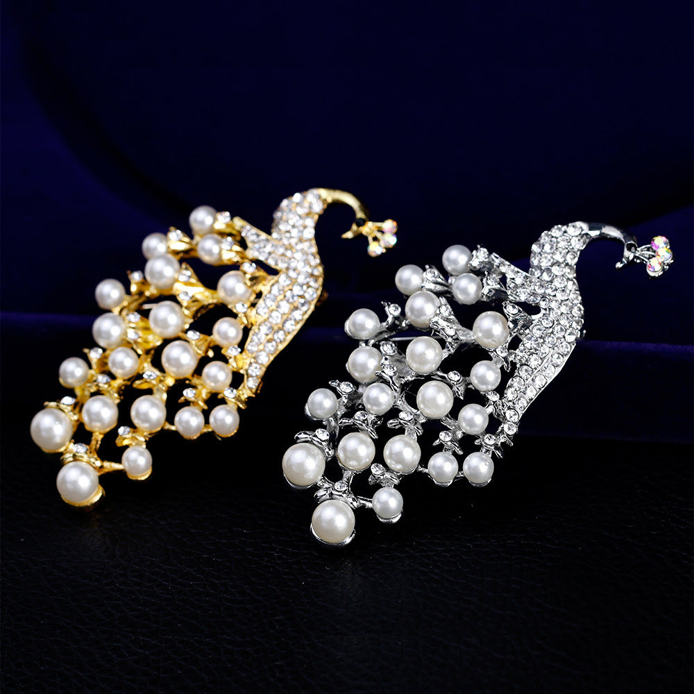 Peacock Rhinestone Brooch PA3847