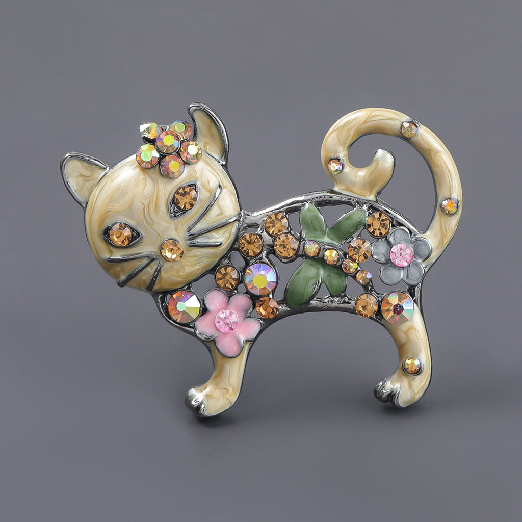 Cat Rhinestone Brooch PA3861