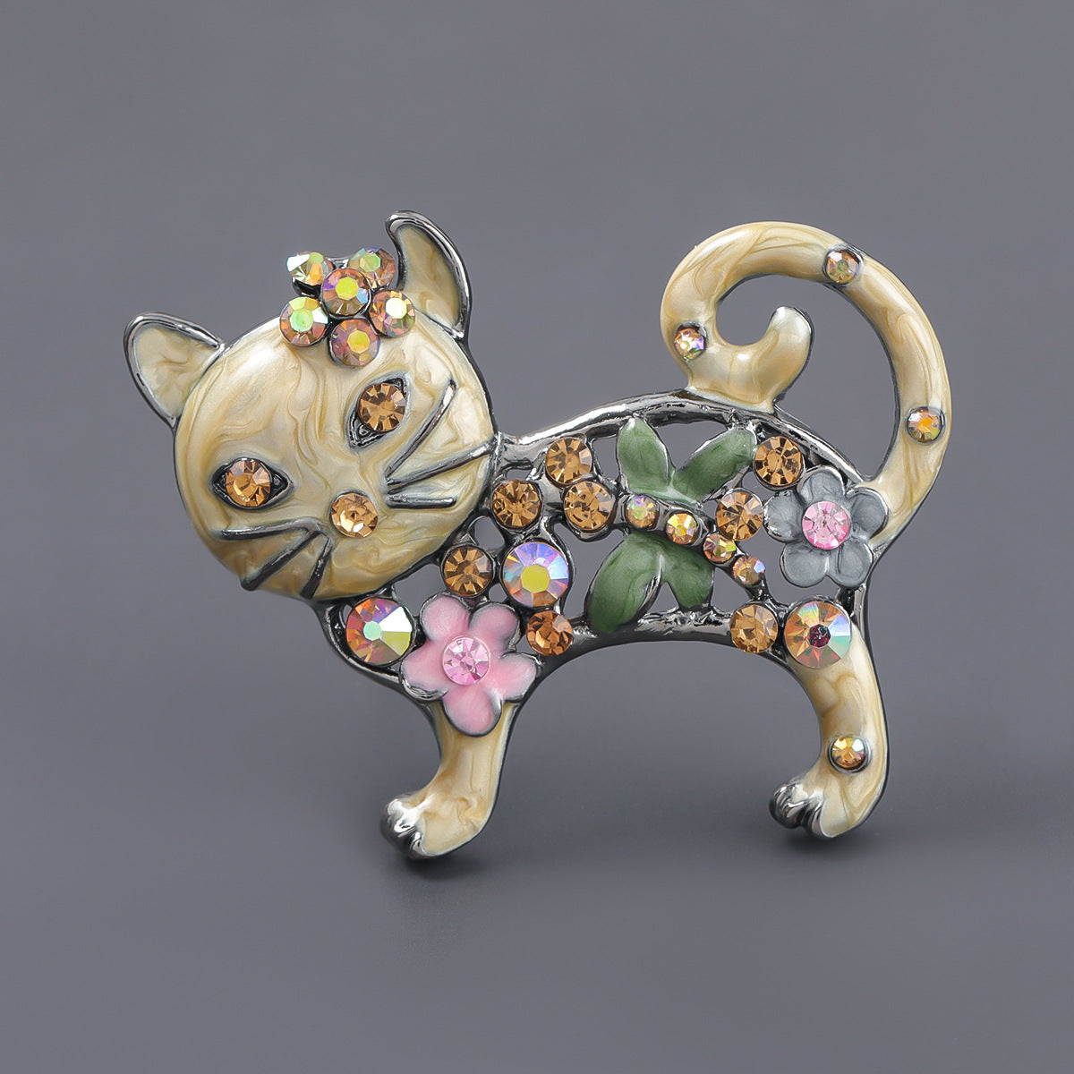 Cat Rhinestone Brooch PA3861