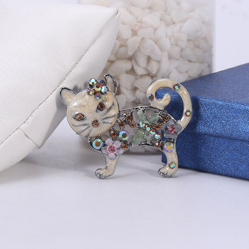 Cat Rhinestone Brooch PA3861