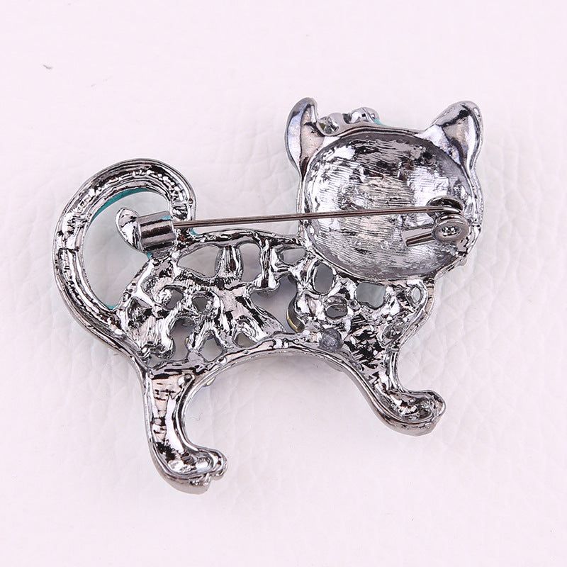Cat Rhinestone Brooch PA3861