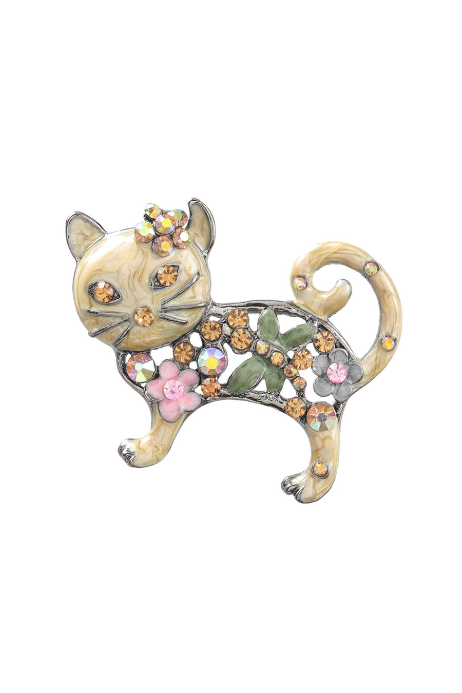 Cat Rhinestone Brooch PA3861