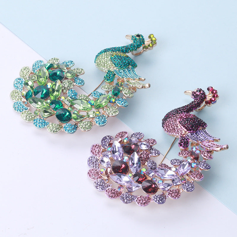 Peacock Alloy Rhinestone Brooch PA3878