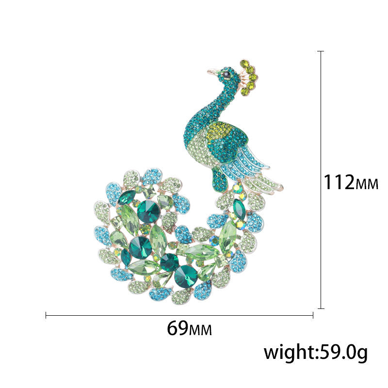Peacock Alloy Rhinestone Brooch PA3878