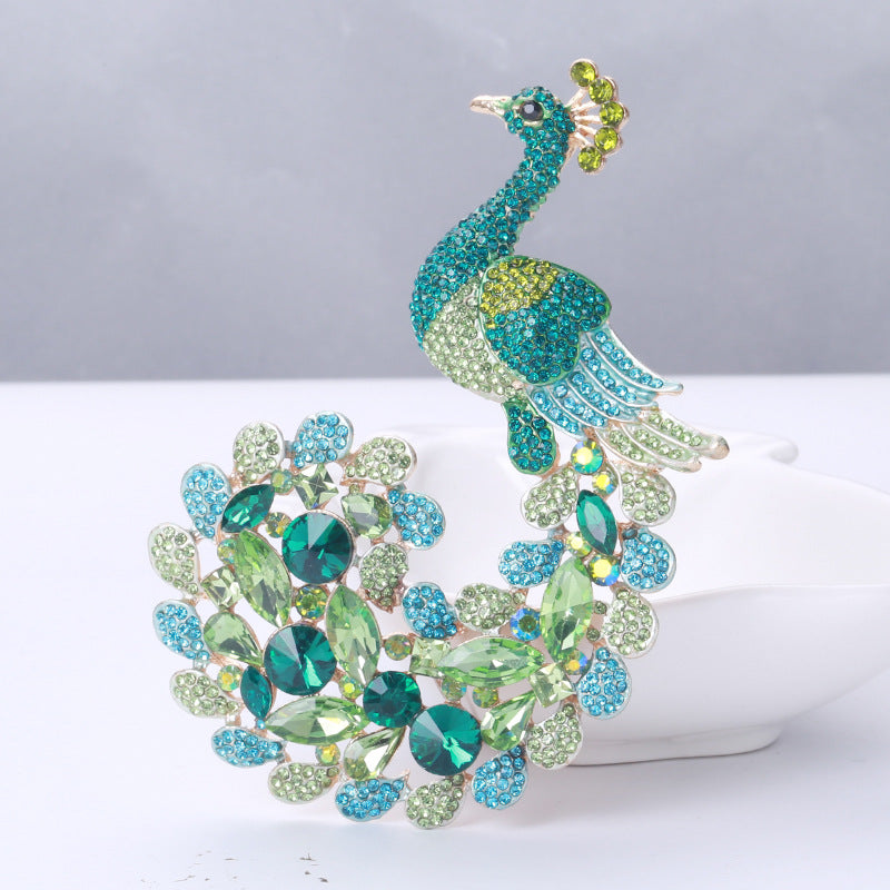 Peacock Alloy Rhinestone Brooch PA3878