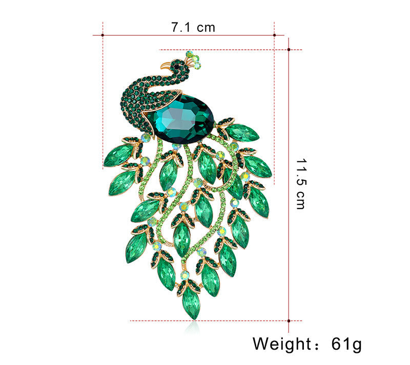 Peacock Rhinestone Brooch PA3910