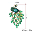 Peacock Rhinestone Brooch PA3910