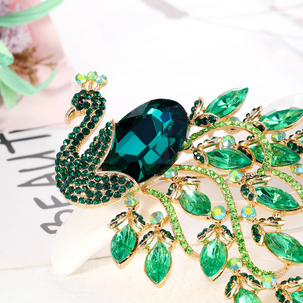 Peacock Rhinestone Brooch PA3910