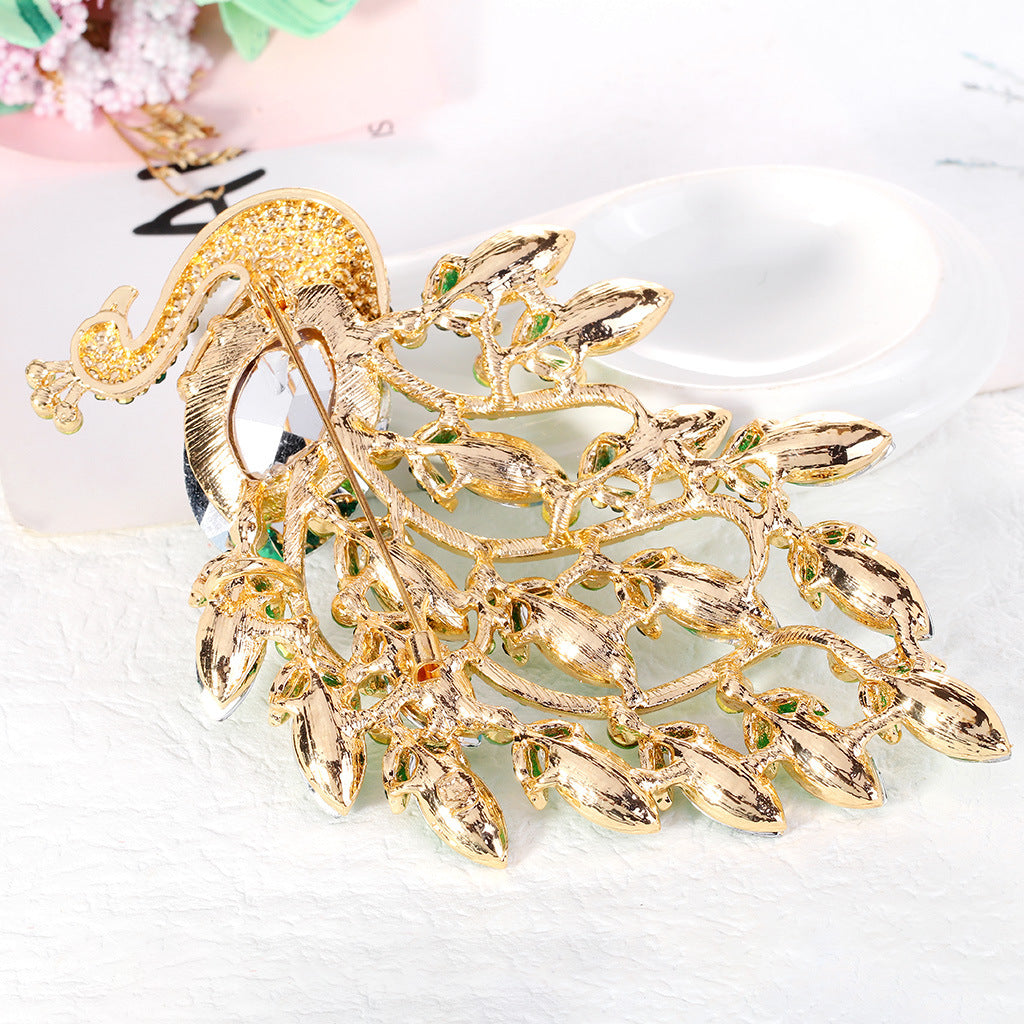Peacock Rhinestone Brooch PA3910