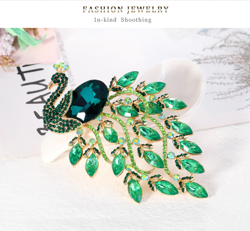 Peacock Rhinestone Brooch PA3910