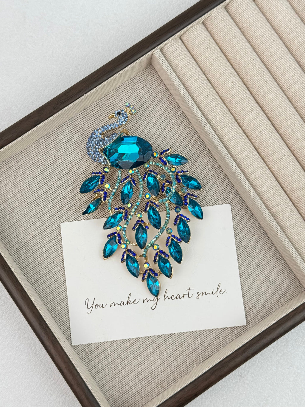 Peacock Rhinestone Brooch PA3910 - view 7