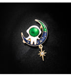 Alloy Oil-dripping Moon Brooch PA4005