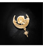 Alloy Oil-dripping Moon Brooch PA4005