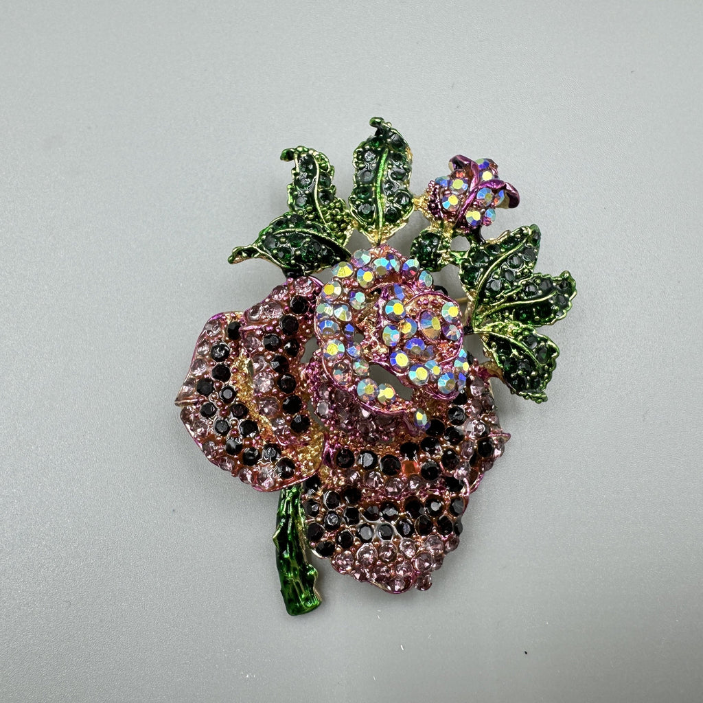 Rose Rhinestone Brooch PA4071